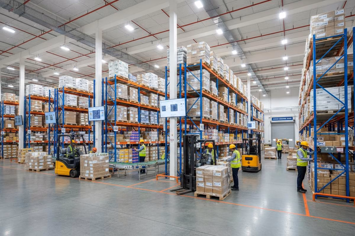 Carrying and forwarding agent operations in a logistics warehouse